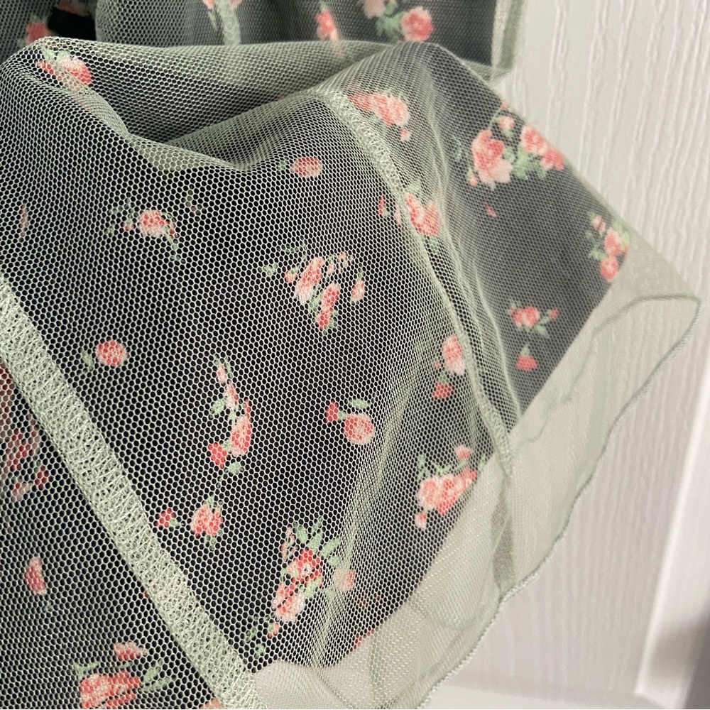 CIDER MESH FLORAL BOW LACE TRIM MIDI DRESS - Picture 6 of 16